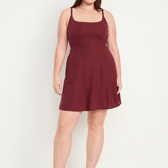 OLD NAVY - Fit & Flare Cami Mini Dress (sz M, burgundy) - Picture 6 of 10